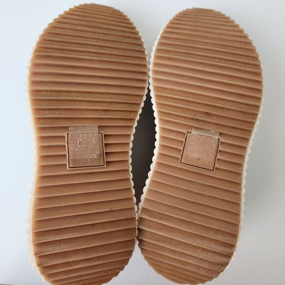 Dolce Vita Denae Platform Sneakers Blue Cream Crochet Knit Suede Casual Boho - Picture 7 of 10